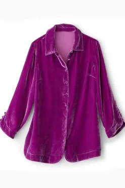 Hot Icon Silk Velvet Poets Tunic Shirt Tops