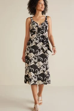 Isla Stretch Linen Midi Dress Dresses