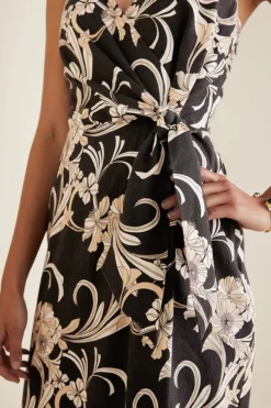 Isla Stretch Linen Midi Dress Dresses