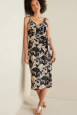 Isla Stretch Linen Midi Dress Dresses