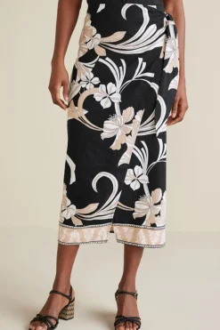 New Isla Stretch Linen Midi Skirt Skirts
