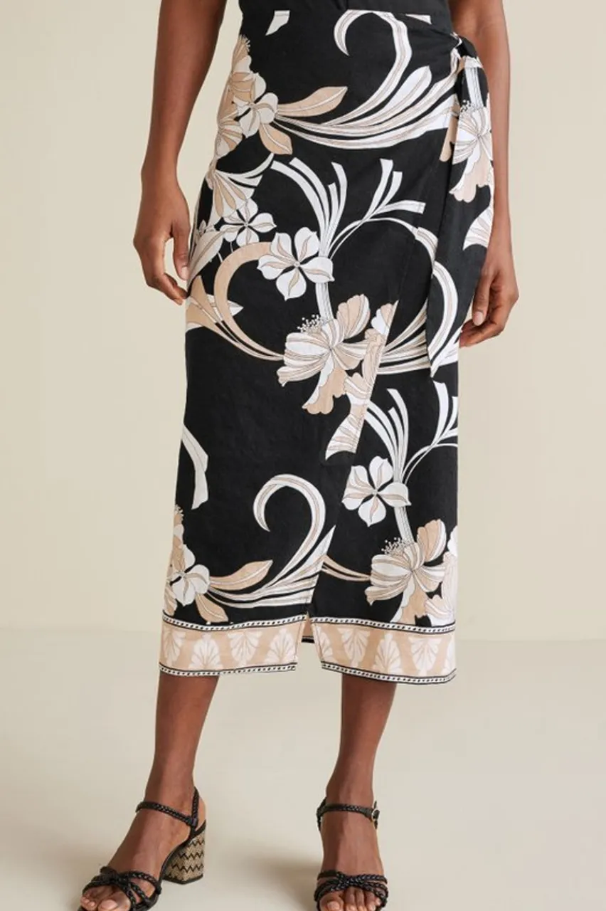 New Isla Stretch Linen Midi Skirt Skirts