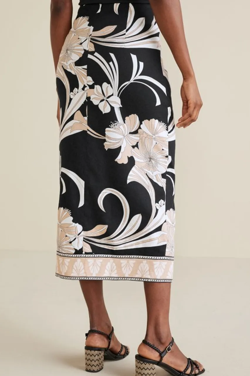 New Isla Stretch Linen Midi Skirt Skirts