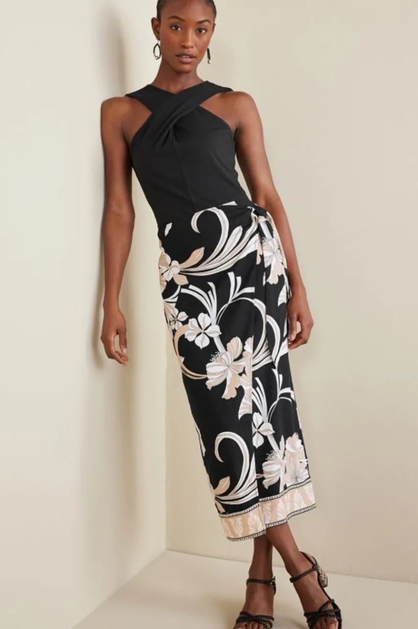 New Isla Stretch Linen Midi Skirt Skirts