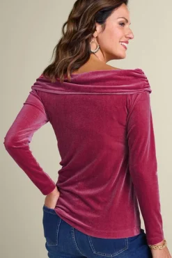 Jeanna Rosette Velvet Top Tops