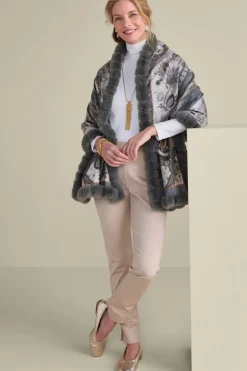 Hot Katya Faux Fur Trim Wrap Scarf Scarves & Wraps