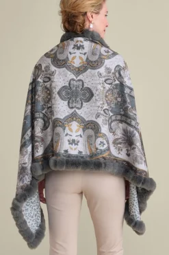 Hot Katya Faux Fur Trim Wrap Scarf Scarves & Wraps