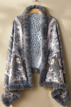 Hot Katya Faux Fur Trim Wrap Scarf Scarves & Wraps