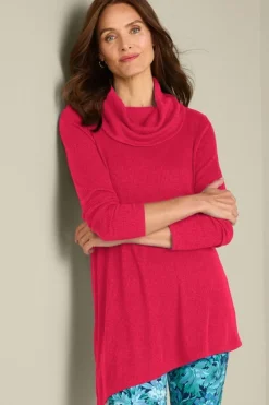 New Kayla Rib Knit Cowl Neck Tunic Tops