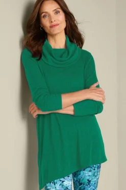New Kayla Rib Knit Cowl Neck Tunic Tops