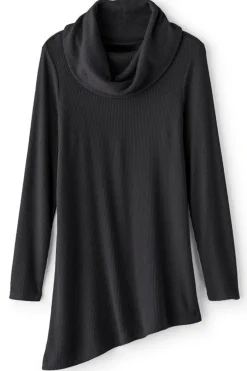 New Kayla Rib Knit Cowl Neck Tunic Tops