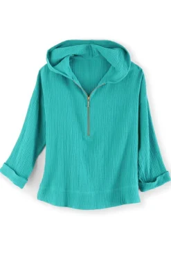 Online Kemia Gauze Hoodie Tops