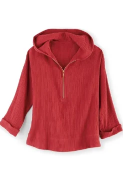 Online Kemia Gauze Hoodie Tops