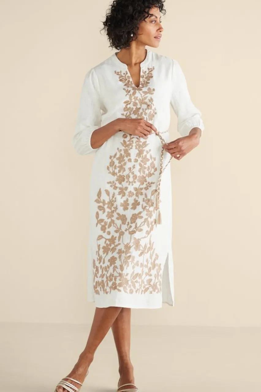 Sale Kimora Embroidered Midi Dress Dresses