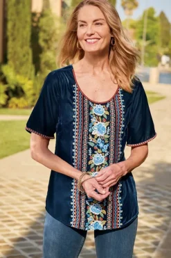 Discount Lilian Velvet Top Tops