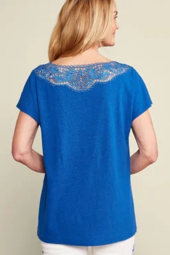 Hot Luella Linen Blend Lace Tee Tops