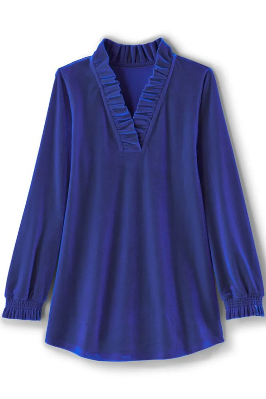 Discount Marlee Ruffle Velvet Top Tops