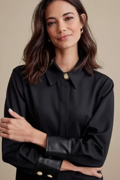 Outlet Mattea Faux Leather Cuff Tunic Tops