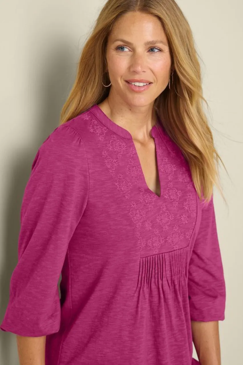 Sale Mikaela Embroidered 3/4 Sleeve Tunic Tops|Tunics & Leggings