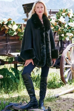 Mila Faux Fur Trim Cape Scarves & Wraps