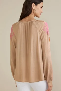 Outlet Noura Embroidered Gauze Pullover Tops
