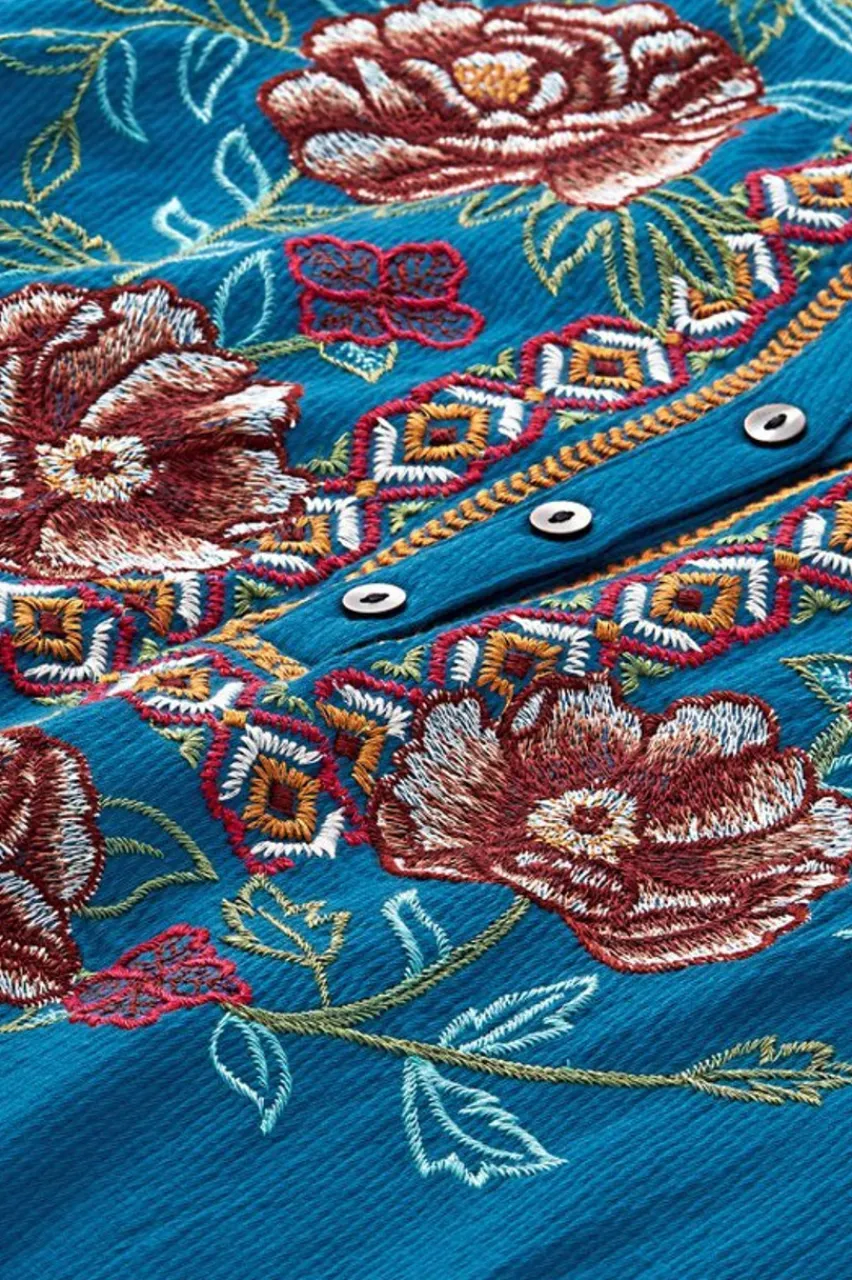 Riva Embroidered Knit Gauze Top Tops