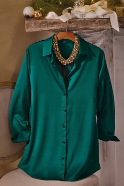 Sale Satin Boyfriend Shirt Tops