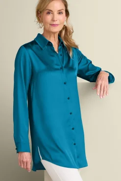 Sale Satin Boyfriend Shirt Tops