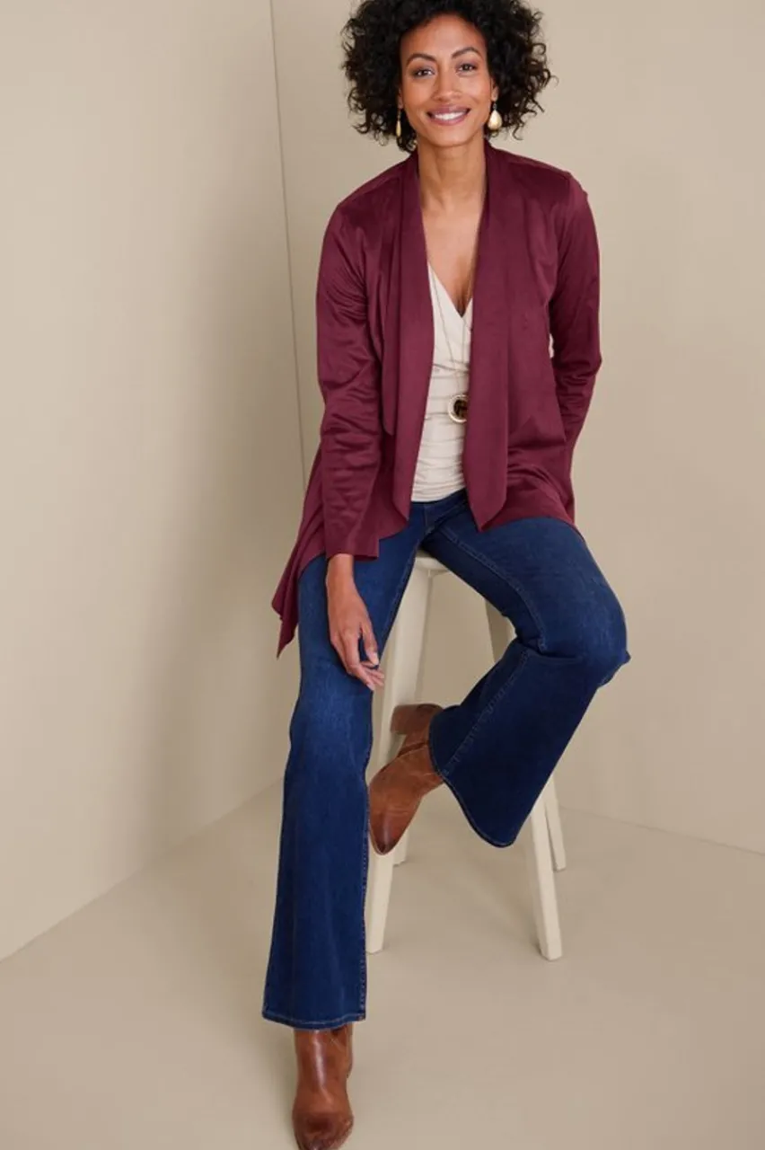 Hot Shape Drape Faux Suede Jacket Toppers|Jackets & Coats