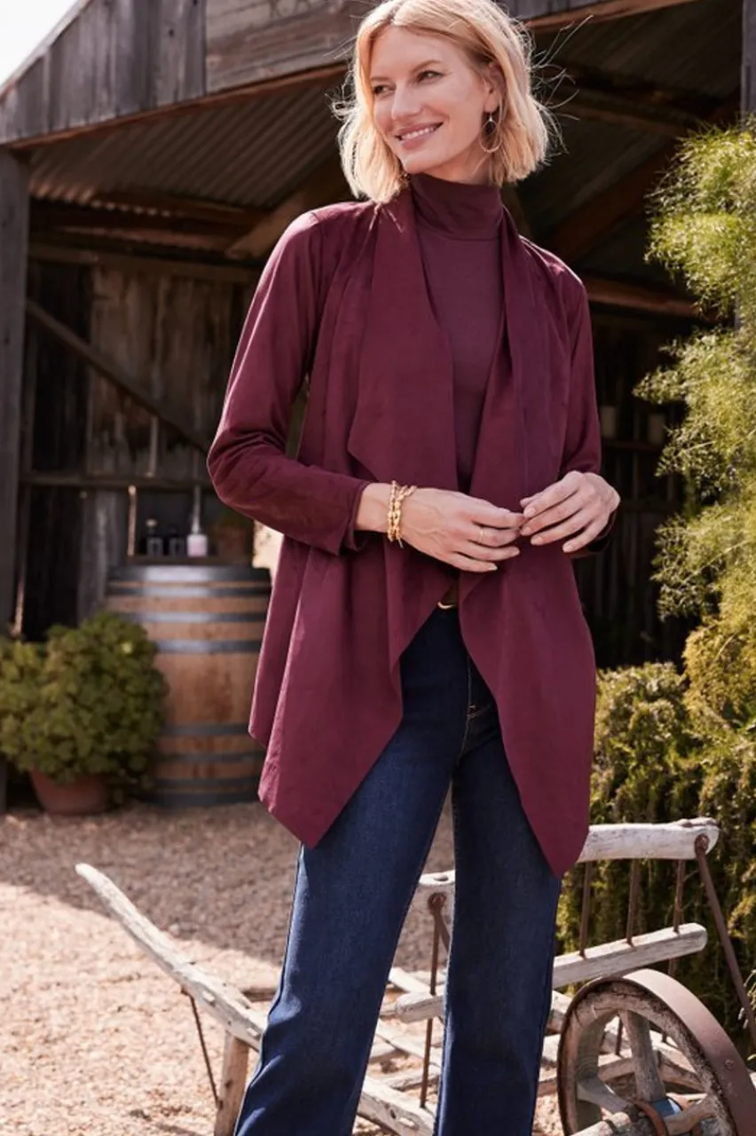 Hot Shape Drape Faux Suede Jacket Toppers|Jackets & Coats