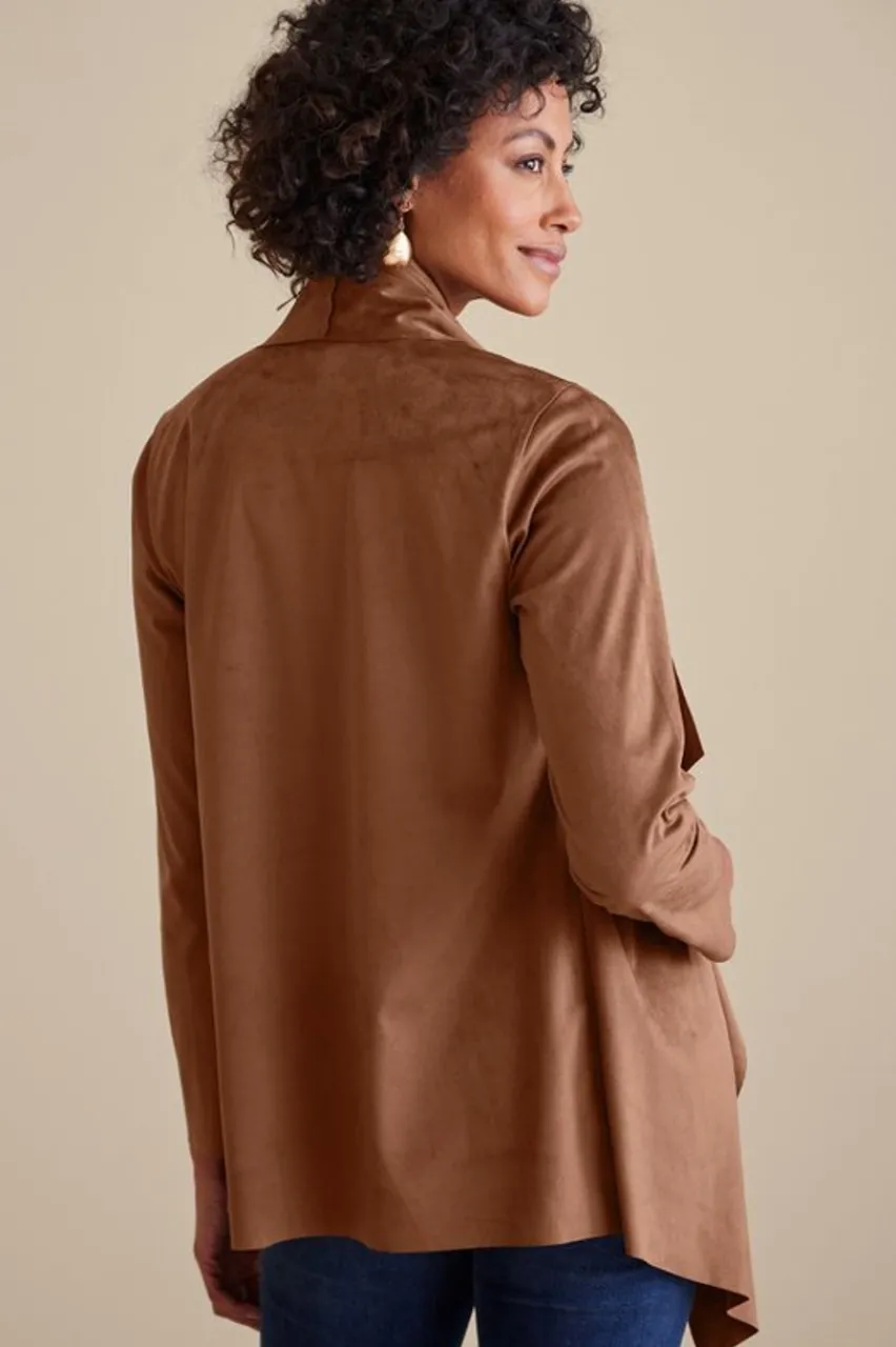 Hot Shape Drape Faux Suede Jacket Toppers|Jackets & Coats