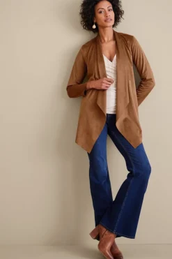 Hot Shape Drape Faux Suede Jacket Toppers|Jackets & Coats