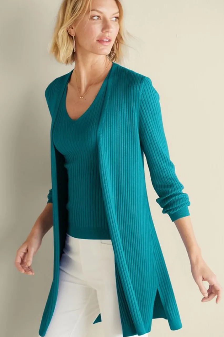 New Soft Essential Ribbed Long Cardi Tops|Sweaters & Cardigans