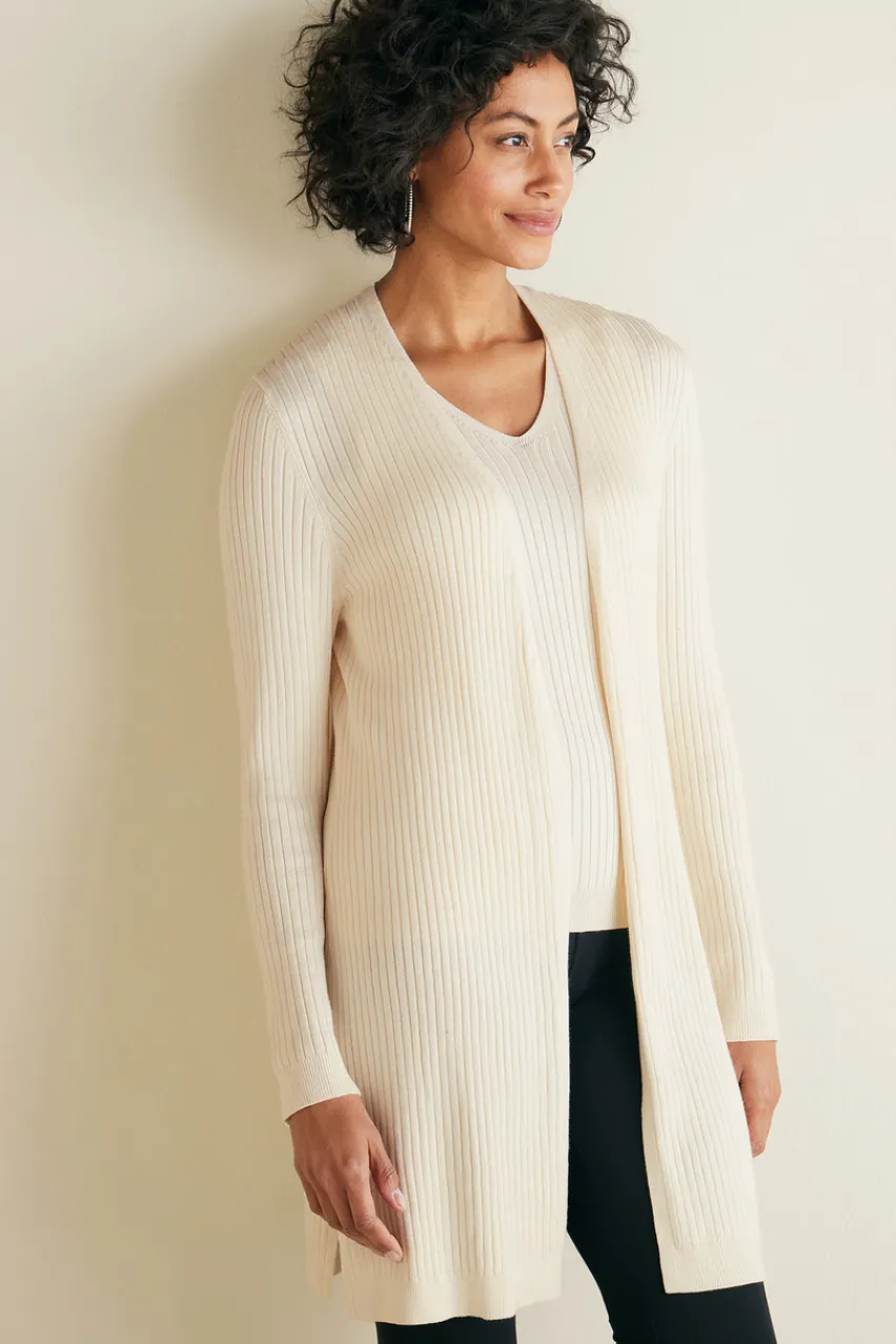 New Soft Essential Ribbed Long Cardi Tops|Sweaters & Cardigans
