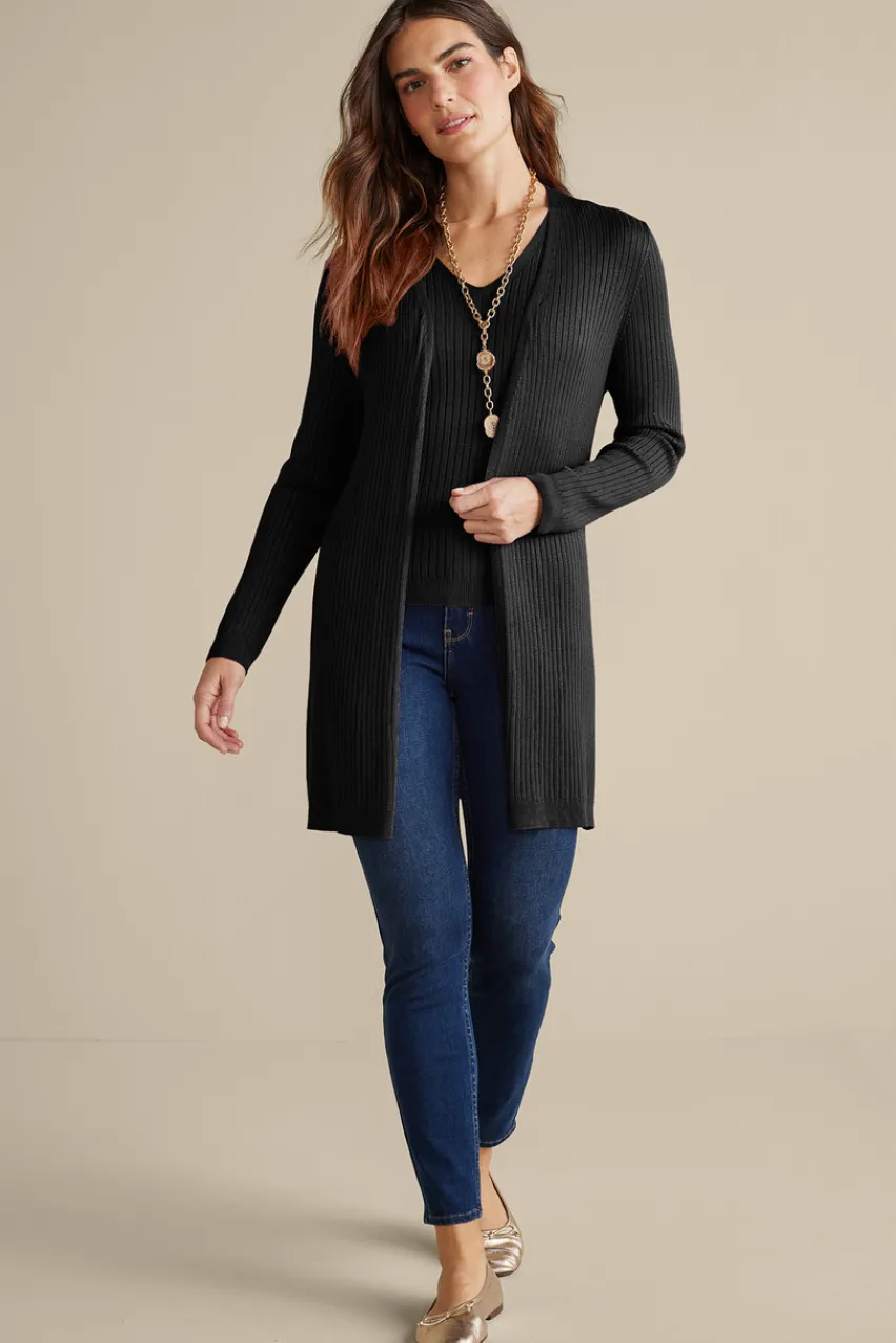 New Soft Essential Ribbed Long Cardi Tops|Sweaters & Cardigans