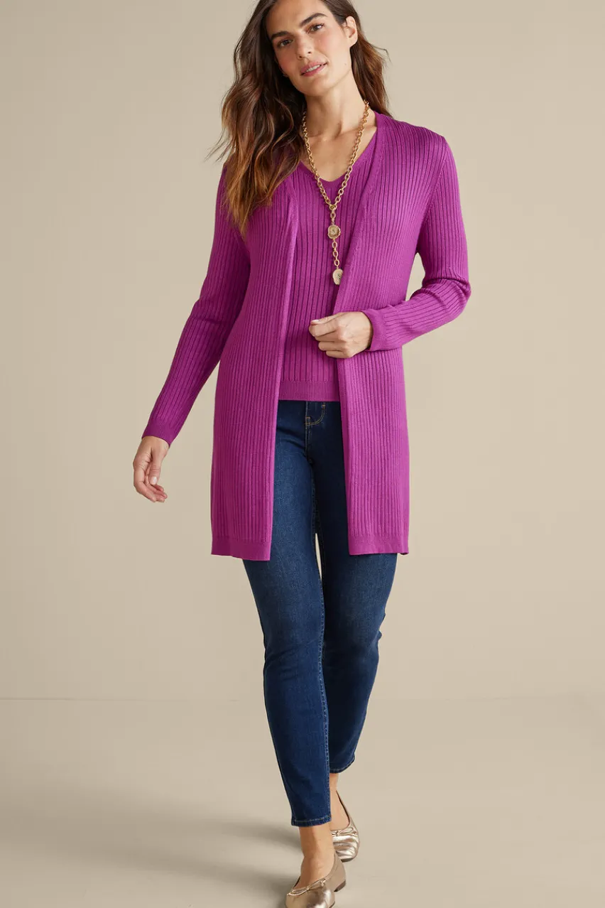 New Soft Essential Ribbed Long Cardi Tops|Sweaters & Cardigans