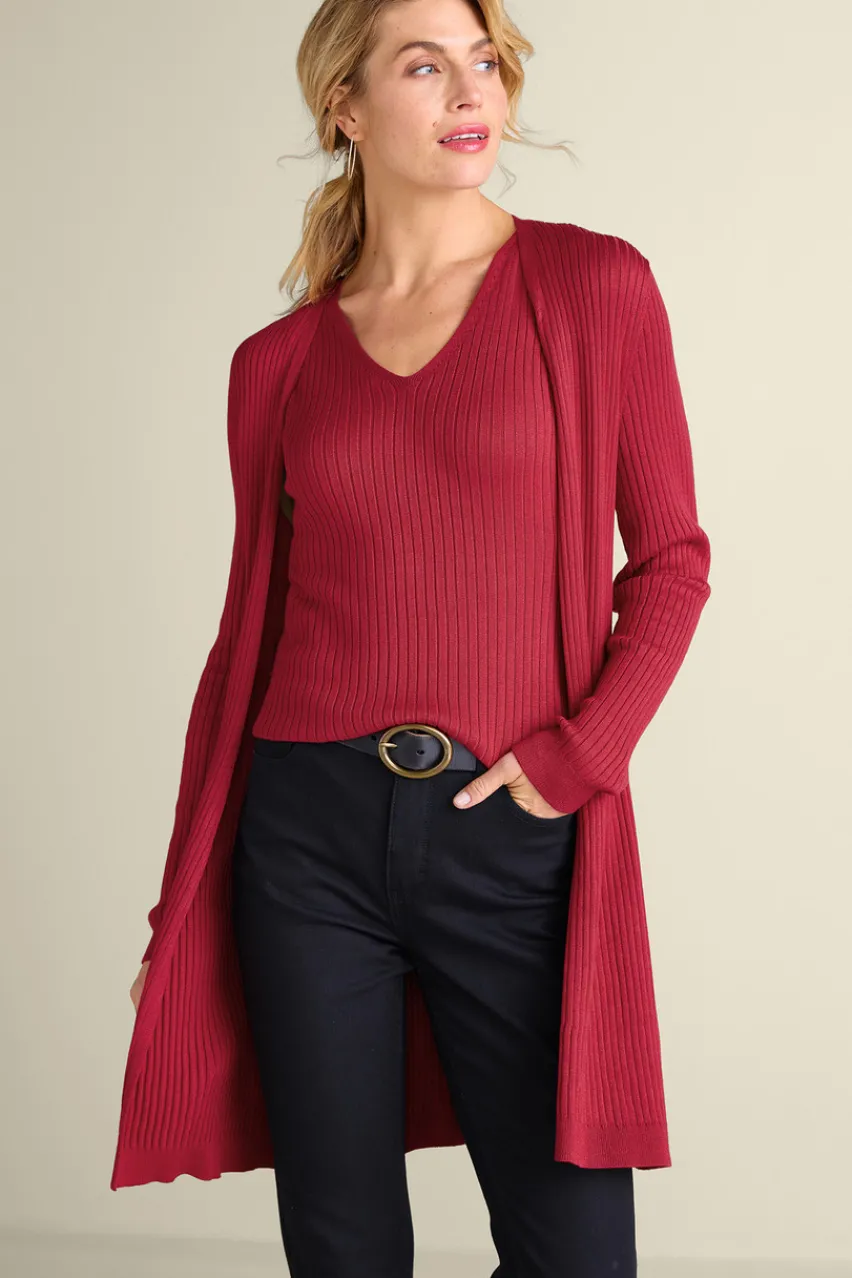 New Soft Essential Ribbed Long Cardi Tops|Sweaters & Cardigans