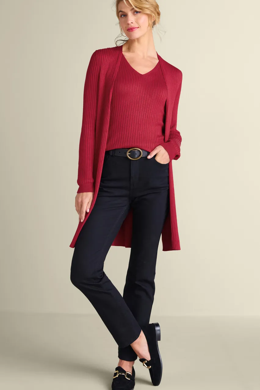 New Soft Essential Ribbed Long Cardi Tops|Sweaters & Cardigans