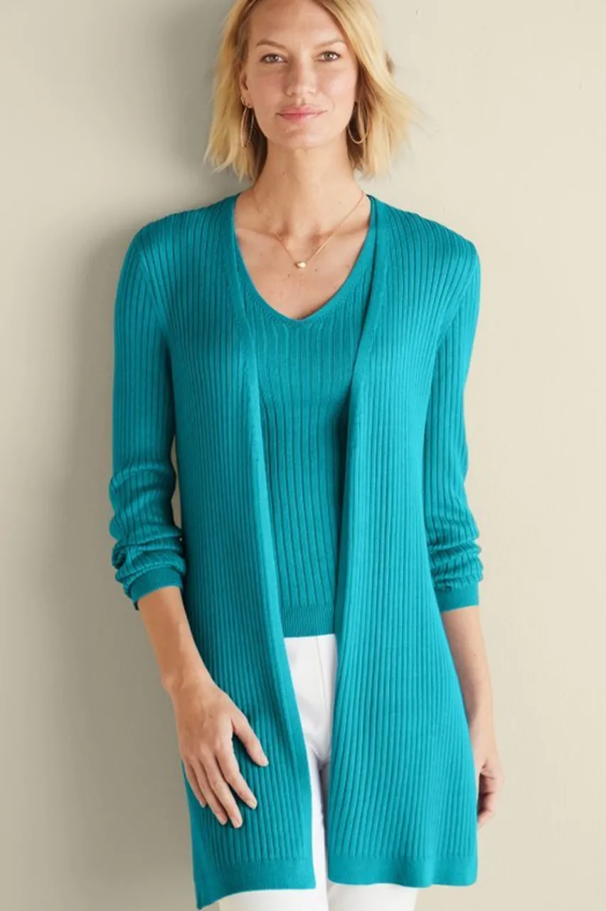 New Soft Essential Ribbed Long Cardi Tops|Sweaters & Cardigans