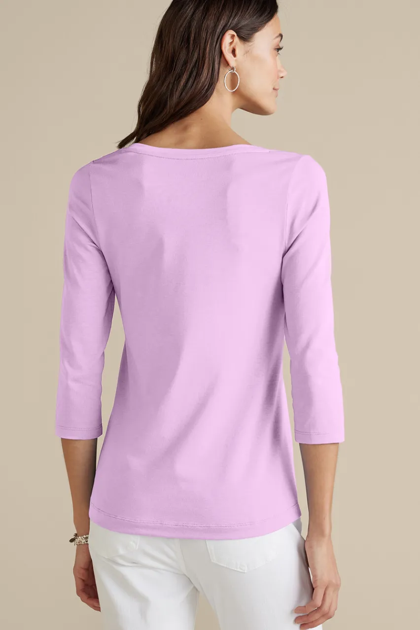 Clearance Soft Essential Supima 3/4 Sleeve Tee Tops