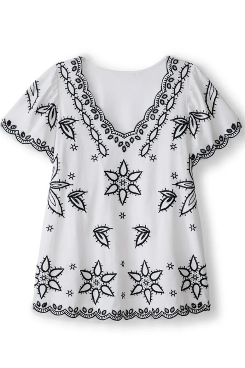 Online Teres Embroidered Tee Tops