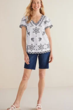 Online Teres Embroidered Tee Tops