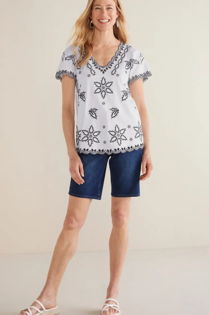 Online Teres Embroidered Tee Tops