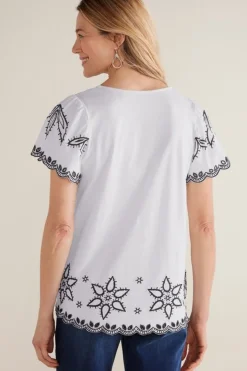Online Teres Embroidered Tee Tops