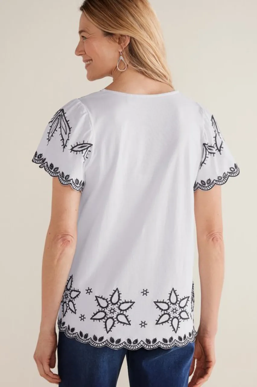 Online Teres Embroidered Tee Tops