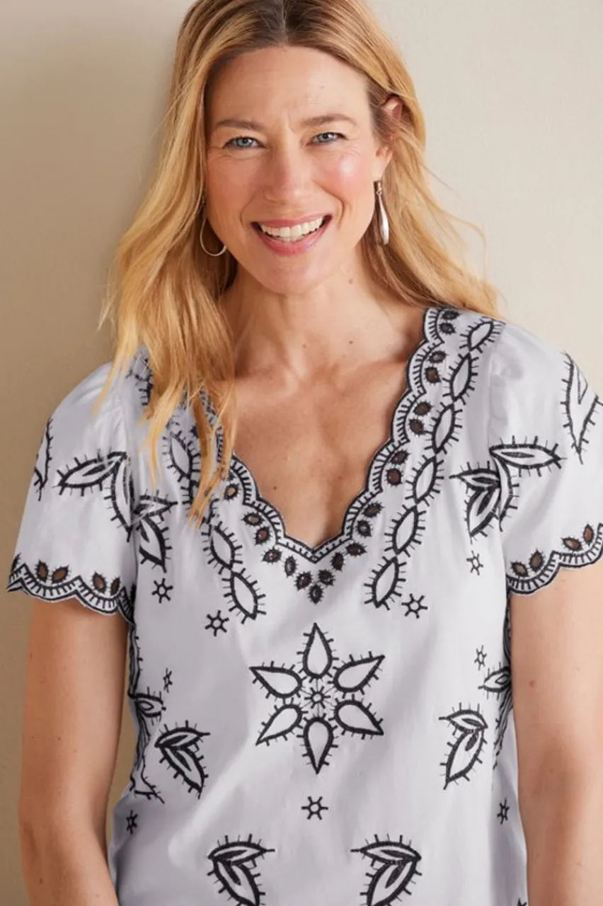 Online Teres Embroidered Tee Tops