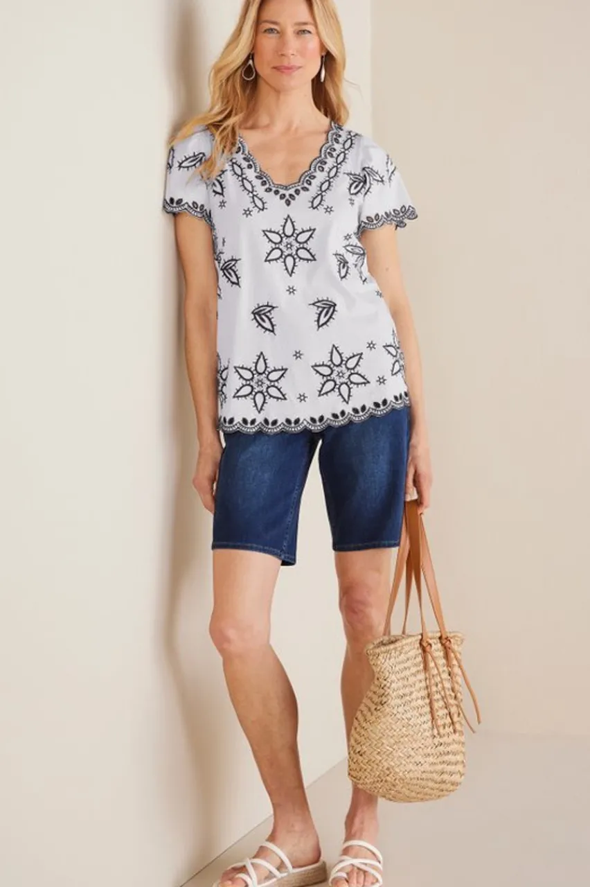 Online Teres Embroidered Tee Tops