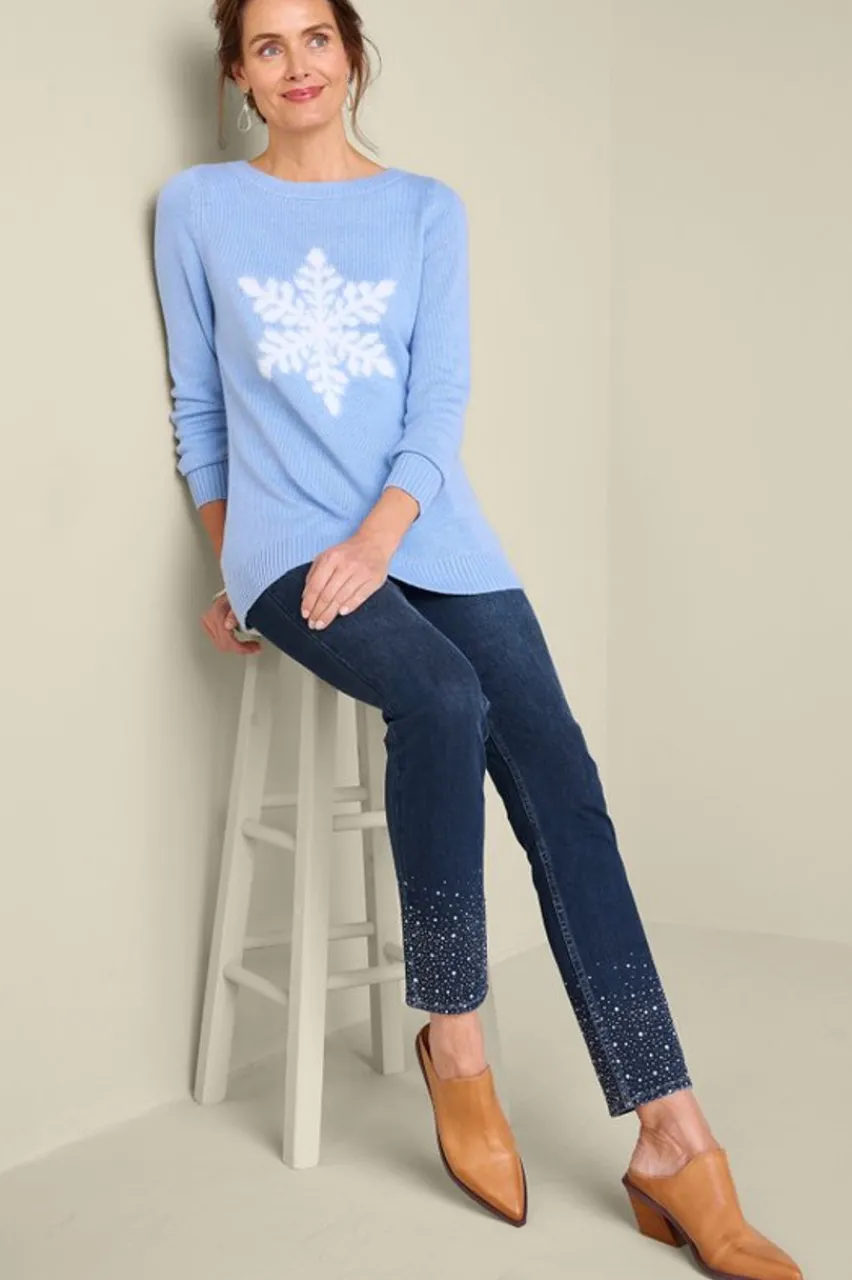 Sale Ultimate Denim Crystal Pull-On Slim Leg Jeans Jeans