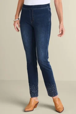 Sale Ultimate Denim Crystal Pull-On Slim Leg Jeans Jeans