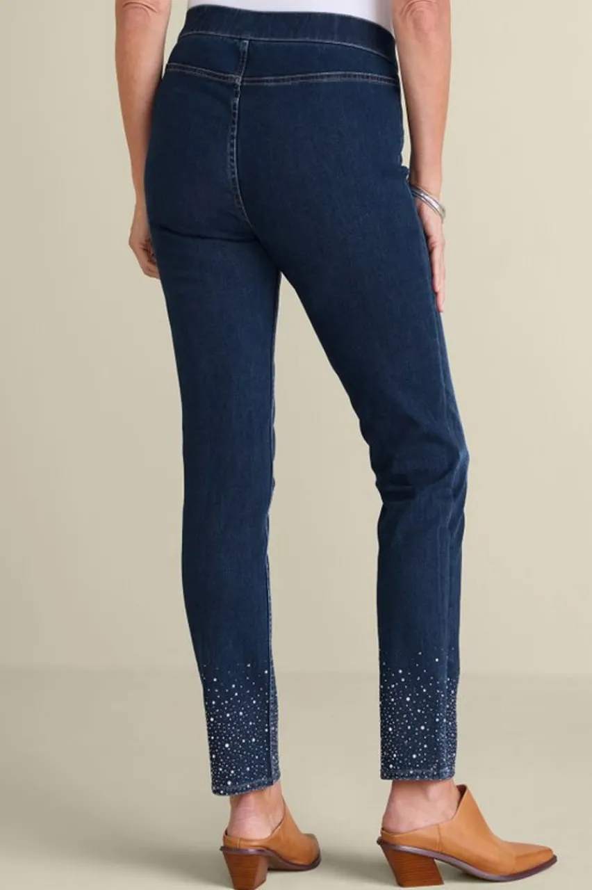 Sale Ultimate Denim Crystal Pull-On Slim Leg Jeans Jeans